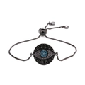 Detail of Turkish Evil Eye bracelet with gun black chain and blue stone inlay - CB00167+Black Box Chain-Black Box Chain Evil Eye Multicolor Zirconia