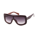 Oversized burgundy pilot sunglasses with gradient lenses and gold dot details - Coffee Double Grey