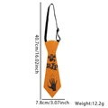Orange sequin Halloween tie with ghost and RIP print including size measurements - One Size / Orange Sequin RIP Ghost Hand / Orange Tombstone Ghost Hand