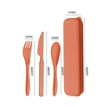 Orange wheat straw portable cutlery set with case dimensions and matte finish texture - Orange / No Paper Box