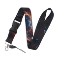 Starry galaxy pattern lanyard with orange and blue nebula print for ID badges - Orange Blue Nebula (YZ20-5)
