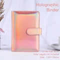 Pink holographic laser PU leather binder cover, 130x190mm ring binder without paper - A6 No Inner Pages / Laser Rose Gold