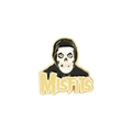 Dettaglio della spilla smaltata Misfits con teschio con cappuccio e finitura dorata - Xz3966
