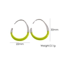 Neon green and silver split geometric earrings made of 14K gold plated stainless steel - Small / Yellow Green-Silver