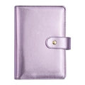 Purple metallic macaron loose-leaf binder with cross-grain leather and gold magnetic buckle - Case Only-Shiny Purple