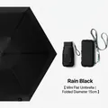 Compact black folding umbrella with camouflage strap case and 15cm mini portable design - Pocket Case / 6 Ribs 6-Fold / Rain Black