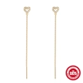 Orecchini a nappa in argento S925 dorato con cuore e pietre di zircone scintillanti - Stile Cuore Oro (Oro #3) / Oro
