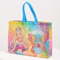 Rainbow glitter non-woven shopping bag featuring fairy characters and blue handles - Princess / Horizontal 27*32*10cm