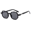 Gafas de sol poligonales irregulares con montura negra y lentes de color gris oscuro - Montura Negra Lentes Gris Negro