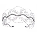 Elegante cerchietto per capelli con foglie d'argento e cristalli per acconciatura sposa - Bianco