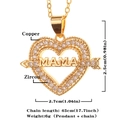 Golden heart MAMA necklace with zircon inlay and cupid arrow on a polished copper base - Gold-D385