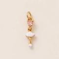 Gold 18K ballerina pendant with pink heart gemstone and white enamel details - Ballet Dancer