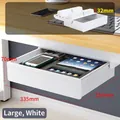 Large white under-desk hidden drawer storage box with dimensions 335x250x70mm - Porcelain White / 32mm Riser / Large