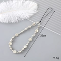 Handmade beaded silver metallic bead phone charm with black lanyard, length 22cm and weight 9.5g - Silver Plated Irregular Beads Phone Chain (K3269)