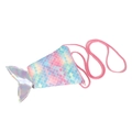 Bolso bandolera infantil de cola de sirena con escamas irisadas y aleta plata - Verde