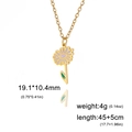Edle goldene Edelstahlkette mit lila Gänseblümchen-Anhänger und Größenangaben - Goldfarbe - Gänseblümchen