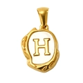 Golden titanium steel pendant with white shell inlay featuring letter H detail - Letter H (SP035G-H(Single Pendant))