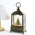 Vintage bronze Christmas lantern with Santa scene and festive decorative lighting - Christmas Tree