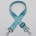 Adjustable 38mm wide shoulder strap with blue geometric diamond pattern and silver hooks - Style 646 Gunmetal Hook