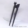 Handcrafted ebony wood hair pin featuring a deer silhouette design with dual prongs - U Hairpin - Deer A