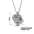 Collana con ciondolo a cuore argento con zircone colorato, misura 1,6x1,7cm - Argento Aurora (AB)