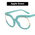 Montura de gafas oversize verde manzana de moda con detalles metálicos dorados - Verde Manzana