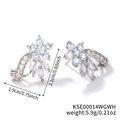 Detailed size specifications for flower stud earrings with clear zircon stones - Clear Silver Style (KSE00014WGWH)