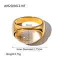 18k gold plated titanium steel ring with round zircon gemstone and detailed dimensions - US 6 / Gold Base Clear Stone (JDR2305012-WT)
