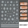 STZ-X057 Silver snowflake and star nail art stickers with butterfly pattern effects - STZ-X057 Silver Snowflake