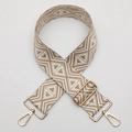 Tracolla etnica larga con ricami geometrici beige e marrone e ganci in metallo oro - No. 724 Gancio Dorato
