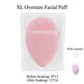 Pink XL droplet facial sponge with hanging lanyard, expands when wet for deep cleansing - XL Extra Large Teardrop / Pink