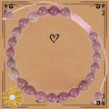 Bracciale di pietre naturali rosa con ciondolo a girasole su biglietto regalo di auguri - Ciondolo Girasole (WB1017) / Bracciale con trama venatura del legno rosso