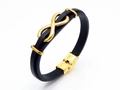 Bracciale da uomo in pelle nera intrecciata con simbolo infinito dorato da 215mm - Oro (21cm)