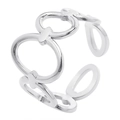 Detailed view of silver interlocking hollow rings with adjustable open band structure - Adjustable Open / Silver