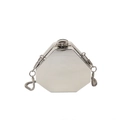 Silberne achteckige Abendtasche aus Metall mit Schlangenkette und poliertem Finish - Polygon