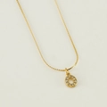 Elegant gold oval pendant necklace with sparkling rhinestones on a fine thin chain - Letter O