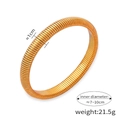 Gold plated stainless steel elastic bracelet with wide ribbed texture surface - Gold Color 10MM