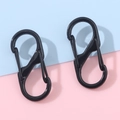 Twee zwarte S-vormige dubbelzijdige karabijnhaken voor DIY sleutelhangers - 13x32mm / Zwart