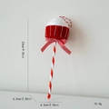 Red and white glittery cupcake Christmas tree ornament with striped bow and spiral handle - Red White Cupcake Ornament