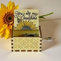 Hand-cranked wooden music box with You are my Sunshine theme and sunflower detail - Sunshine 12