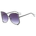 Stylish square oversized sunglasses with purple gradient lenses and pearl-accented metal temples - Black Frame Double Gray Lens