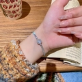 Elegant vintage silver bracelet with square crystal centerpiece and pavé cubic zirconia - Super Sparkly Zirconia Bracelet (S426 Silver) / Silver