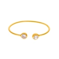 Bracciale rigido dorato minimalista con due pietre di zircone cubico alle estremità - Stile Doppio Diamante Zircone / Oro