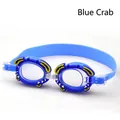 Blue crab cartoon swimming goggles for kids with adjustable silicone strap and clear lenses - Blue Crab