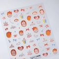 3D embossed nail stickers featuring cute cartoon bear and puppy designs in warm orange tones - Little Bear Frame Embossed (TS-3919)