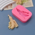 Funny banana-shaped silicone mold with cape design for DIY cake and candle crafts - Banana Man Shape (584) / Pink