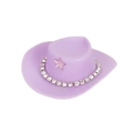 Rosa Puppen-Cowboyhut mit glitzernder Diamantkette und Stern auf weißem Hintergrund - Paarhut Cowboyhut Lila Mit Weißer Strasskette