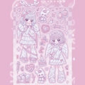 Detail van roze anime engel en konijn stickers voor planners en journaling gebruik - Genezende Engel