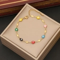 Detailed macro view of colorful evil eye beads and gold star charms on a delicate chain - Star Multicolor Evil Eye Style (10#)