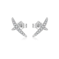 Elegant S925 sterling silver star-shaped stud earrings with sparkling zircon stones - Silver-X Cross